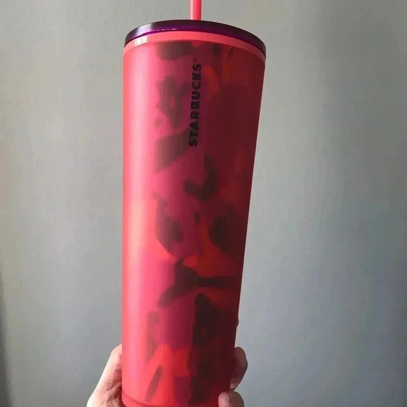 Starbucks Winter Spring 2022 Soft Touch Floral Coral Venti Tumbler - Picture 1 of 3